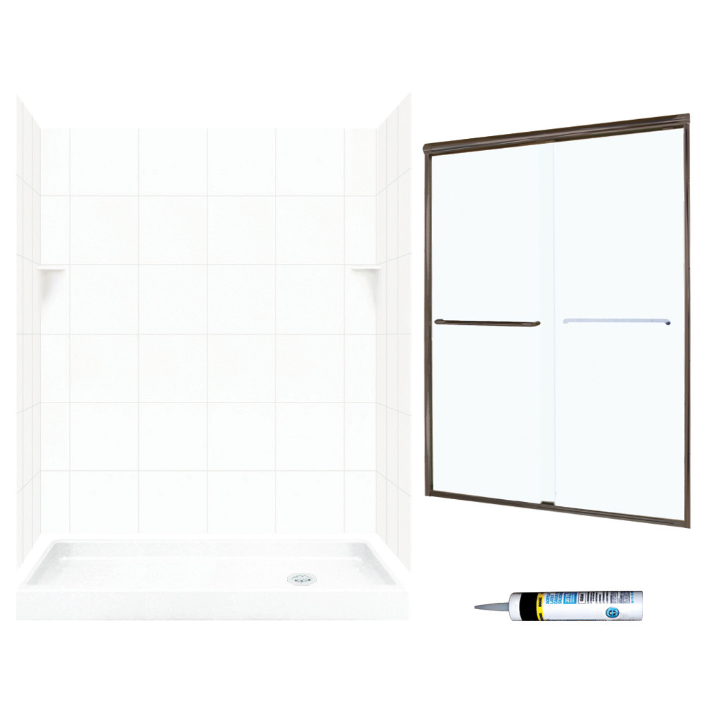 SQP326R010-M58570BC 72.5-in x 60-in x 32-in 5-Piece Alcove Shower Kit in White