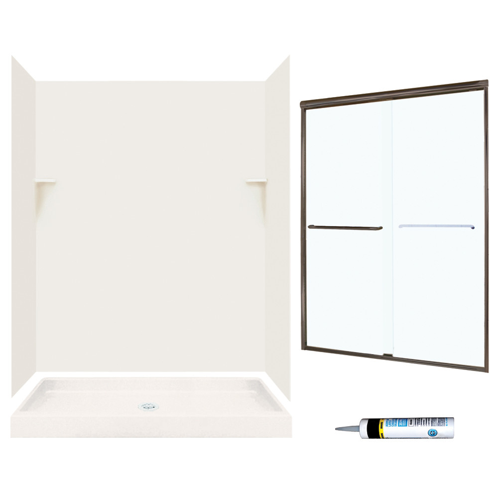 Swan SSP3460018-M58570BC 72-in x 60-in x 34-in 5-Piece Alcove Shower Kit in Bisque