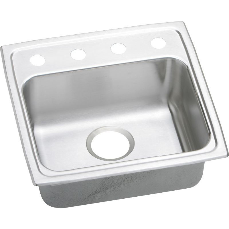 Elkay LRAD191940OS4 Stainless Steel Single Bowl Top Mount Sink with OS4 Faucet Holes in Lustrous Highlighted Satin