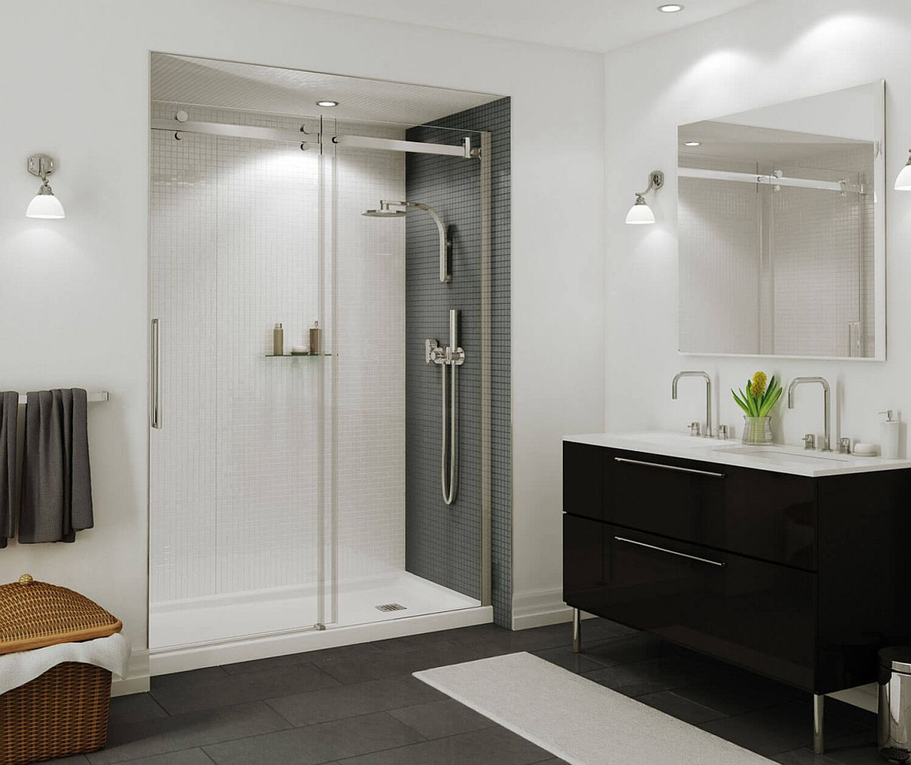 60in x 36in Rectangular Acrylic Shower Base with Square Right Hand Drain, in White 60in x 36in Rectangular Acrylic Shower Base with Square Right Hand Drain, in White
