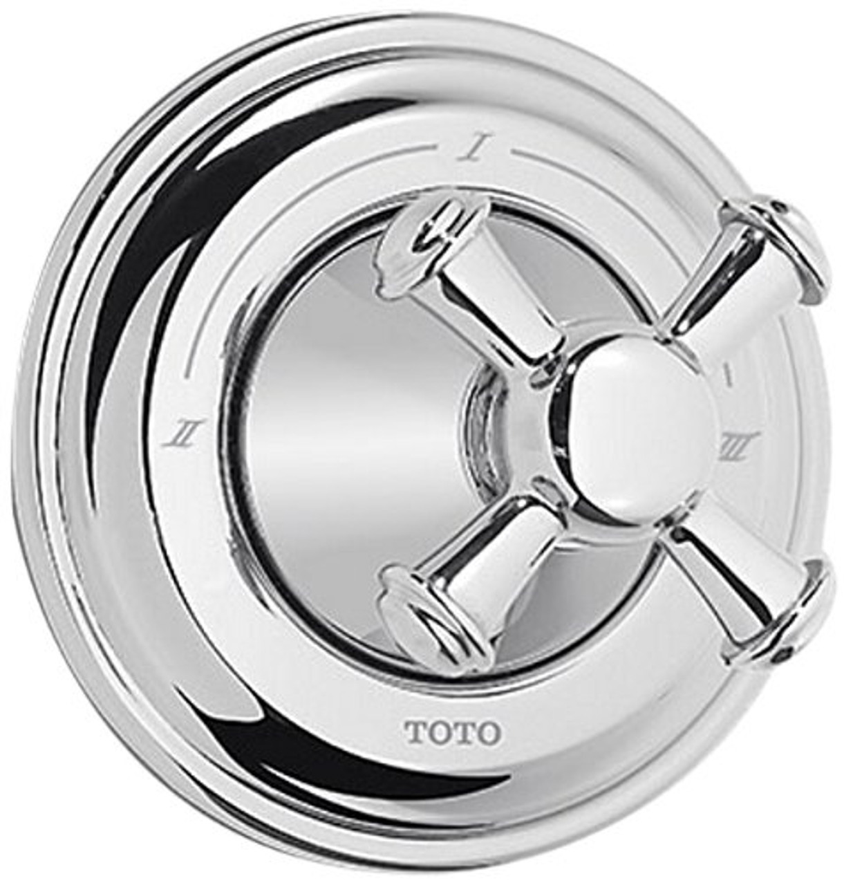 Three-Way Diverter Trim with Cross Handle in Polished Chrome