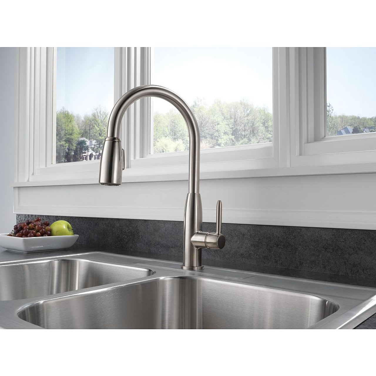 Single Handle Kitchen Pull-Down in Stainless Finish Single Handle Kitchen Pull-Down in Stainless Finish