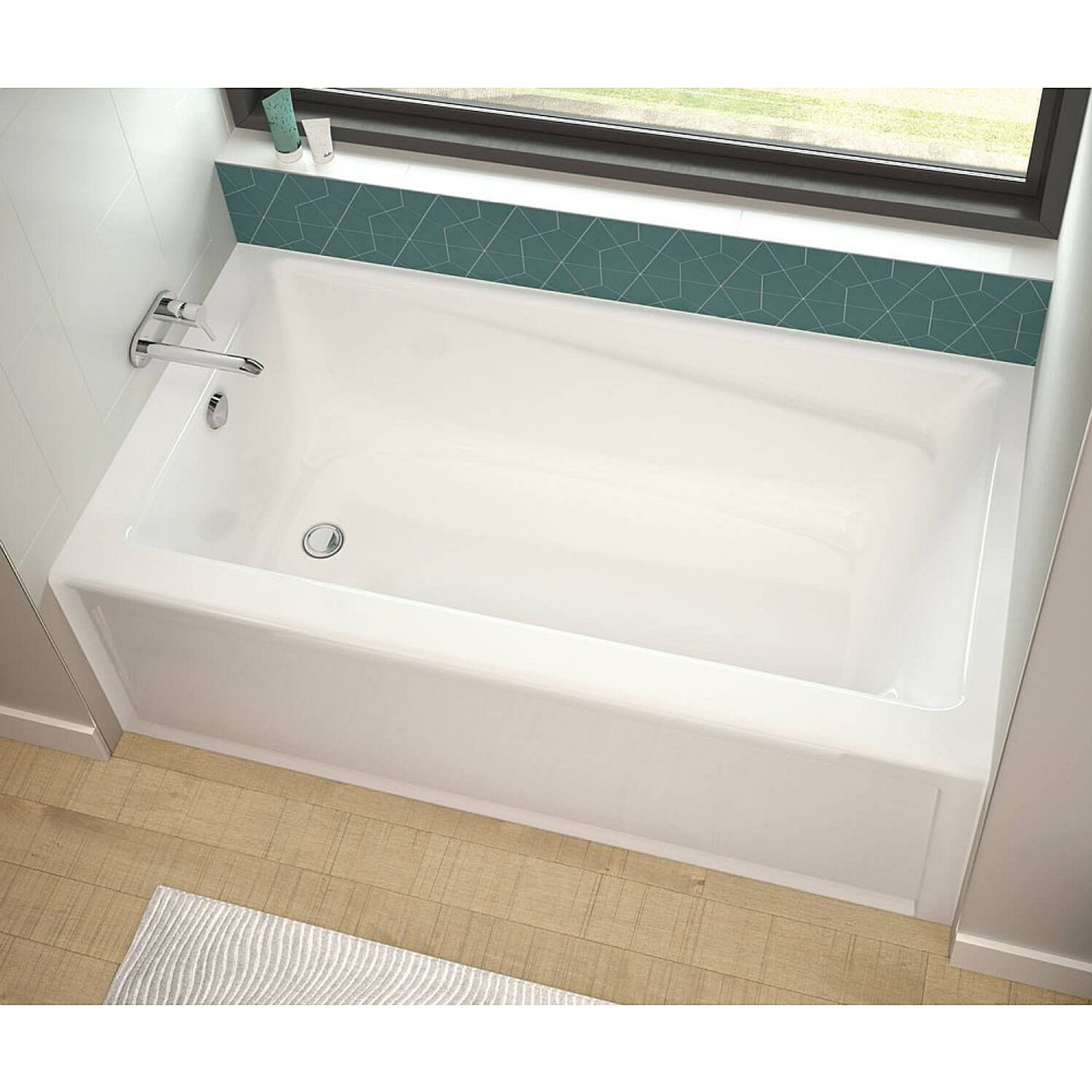 MAAX 106221-R-000-001 66in x 32in x 18in Rectangular Alcove Acrylic Soaking Bathtub with Right-Hand Drain, in White