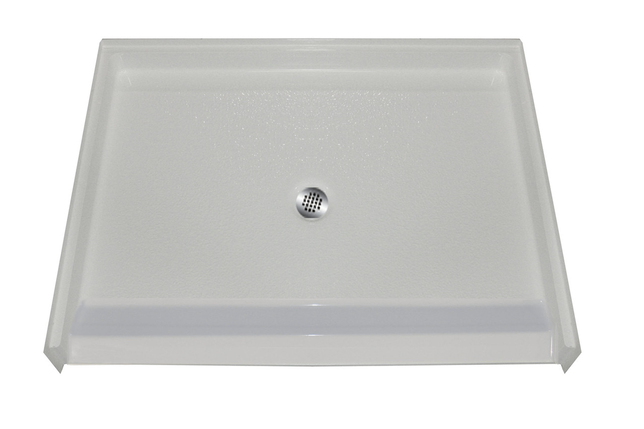 48in x 36in Rectangular Alcove AcrylX Shower Base with Center Drain and EasyStep Threshold, in White