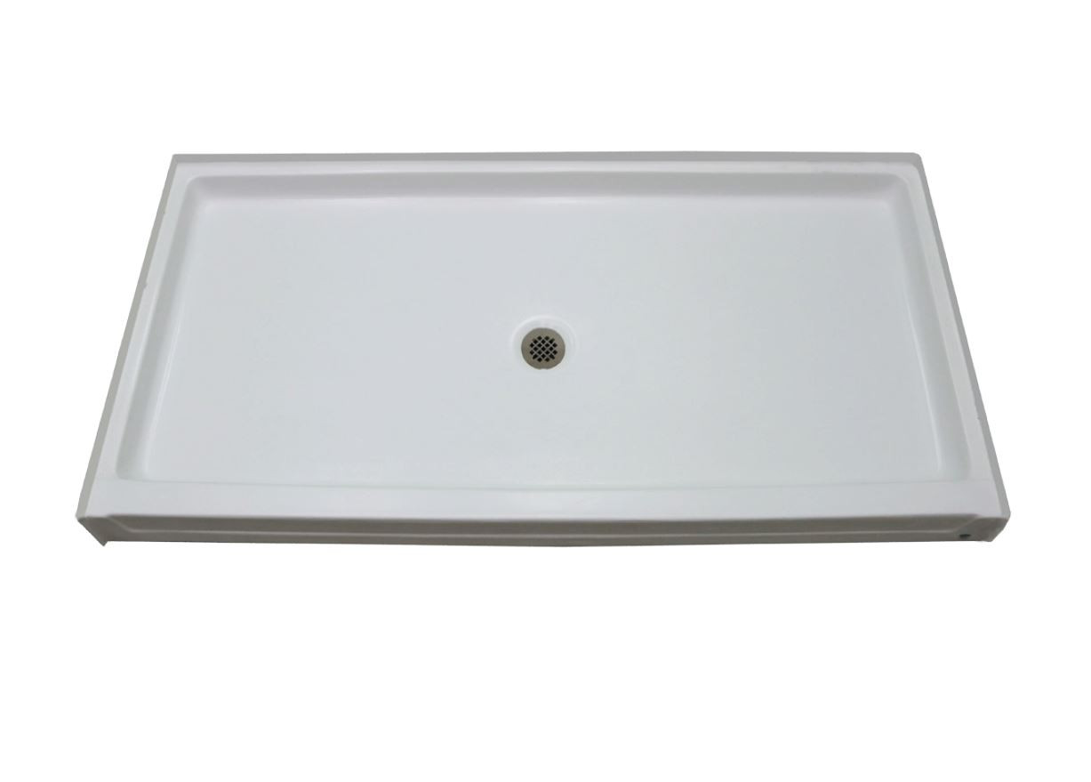 72-in x 36-in Rectangular Alcove AcrylX Shower Base with Center Drain and Low EasyStep Threshold, in White
