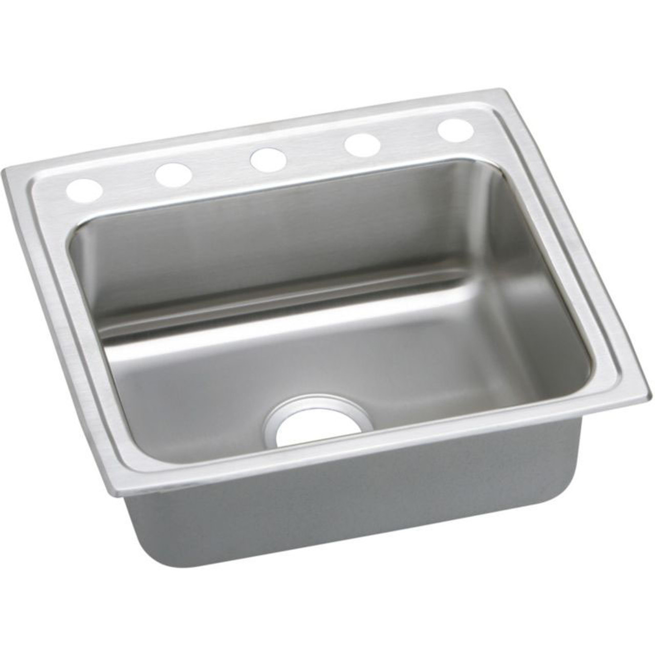 25" x 21-1/4" x 4" 18 Gauge Stainless Steel Single Bowl Drop-in ADA Kitchen Sink with 5 Faucet Holes in Lustrous Satin