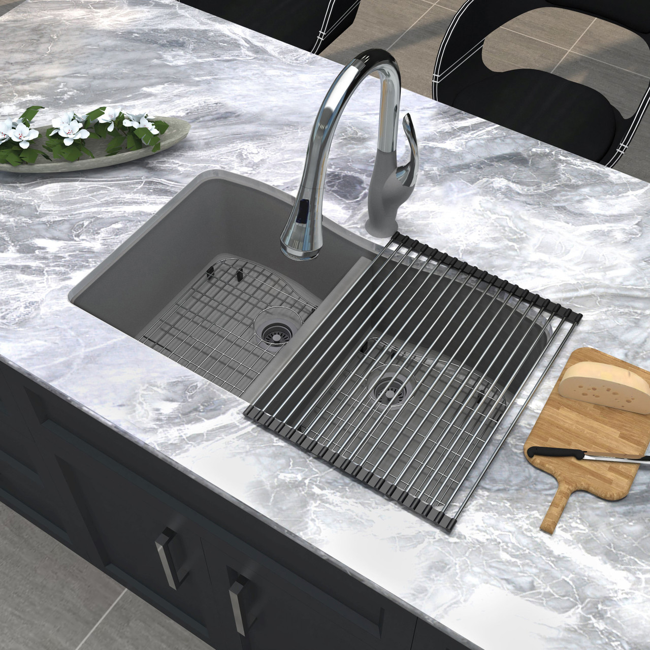 Aversa AUDE3219-17-KIT Aversa Radius All-In-One Undermount Kitchen Sink Kit