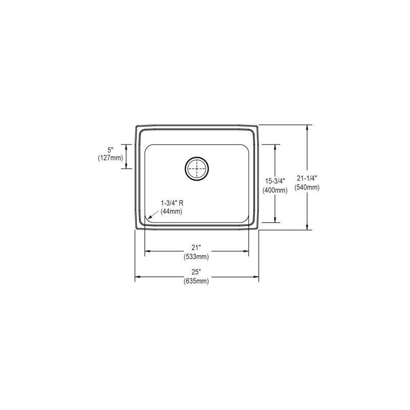 25" x 21-1/4" x 5-1/2" 18 Gauge Stainless Steel Single Bowl Drop-in ADA Kitchen Sink with 4 Faucet Holes in Lustrous Satin