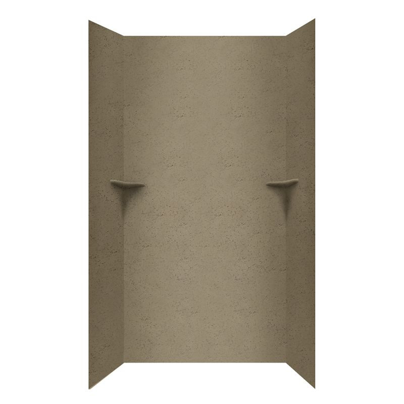 36-in D x 48-in W x 96-in H Solid Surface Shower Wall Kit in Caramel Glass