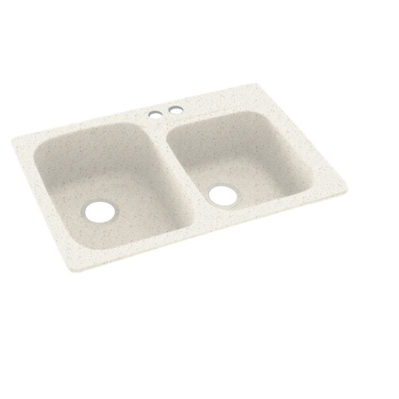 Swan KS03322DB.058-2B 33-in D x 22-in W x 9-in H Solid Surface Dual Mount Double Bowl Kitchen Sink with 2-Hole in Tahiti Matrix