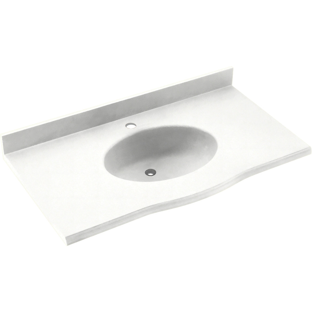EV1B2237-011 Solid Surface 37-in x 22-in Integral Single Sink Bathroom Vanity Top in Tahiti White