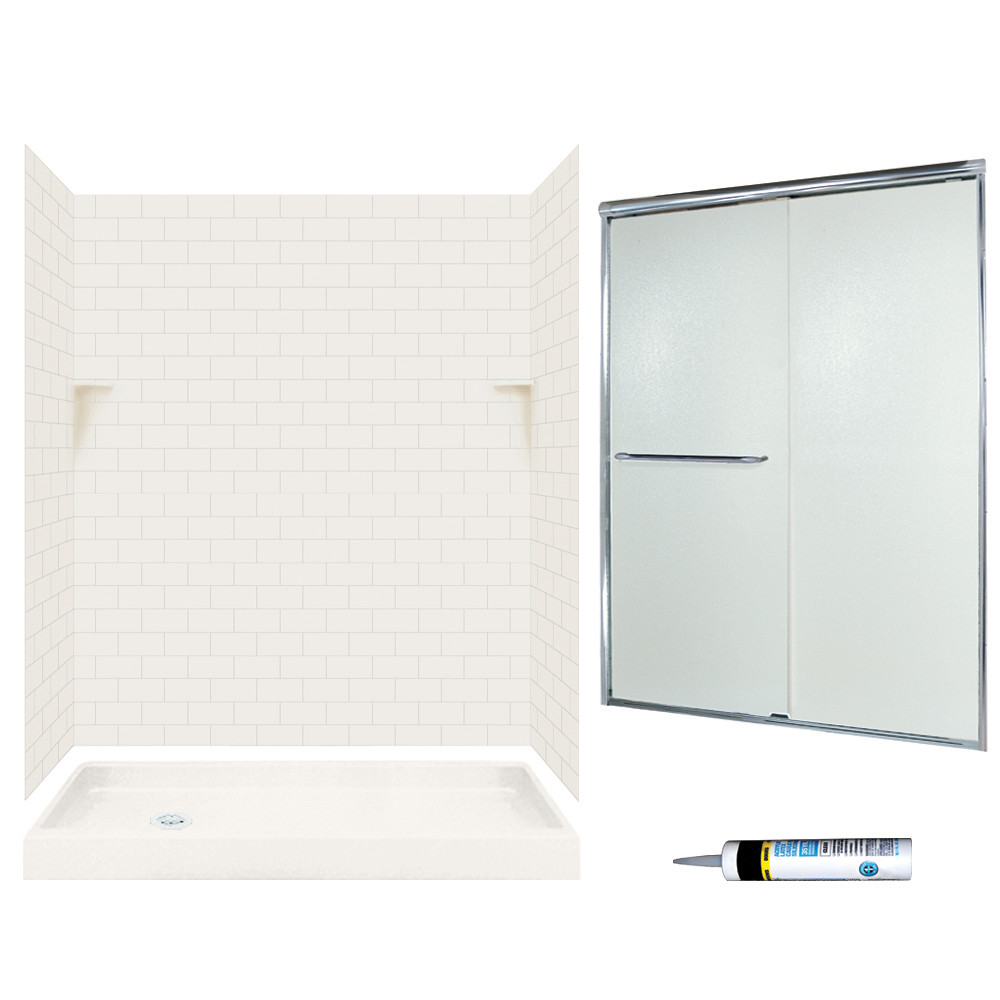 STP326L018-M58570CR 72.5-in x 60-in x 32-in 5-Piece Alcove Shower Kit in Bisque