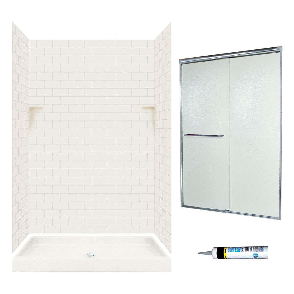 STP3448018-M46570CR 72.5-in x 48-in x 34-in 5-Piece Alcove Shower Kit in Bisque