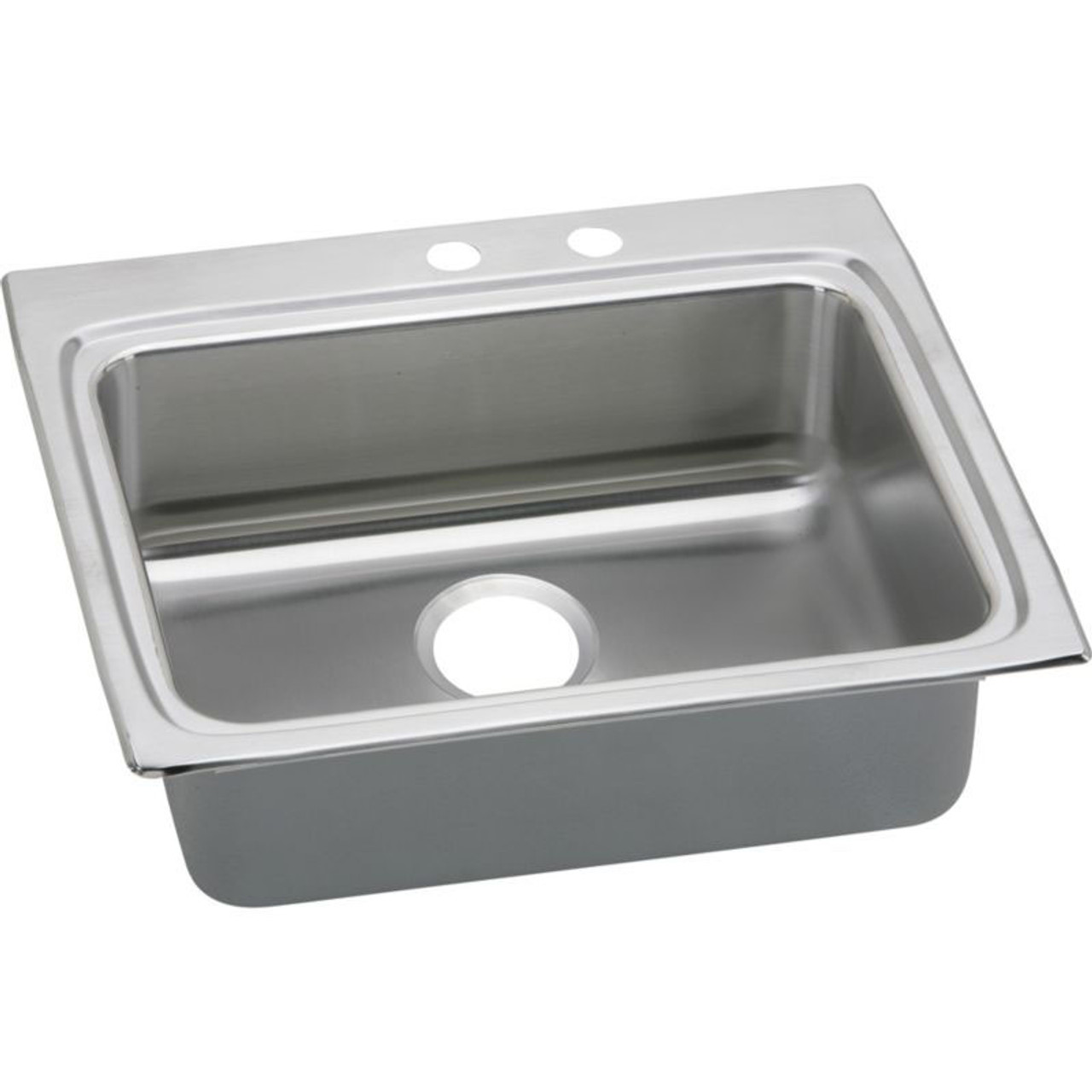 25" x 22" x 5" 18 Gauge Stainless Steel Single Bowl Drop-in ADA Kitchen Sink with Middle Right 2 Faucet Holes in Lustrous Satin