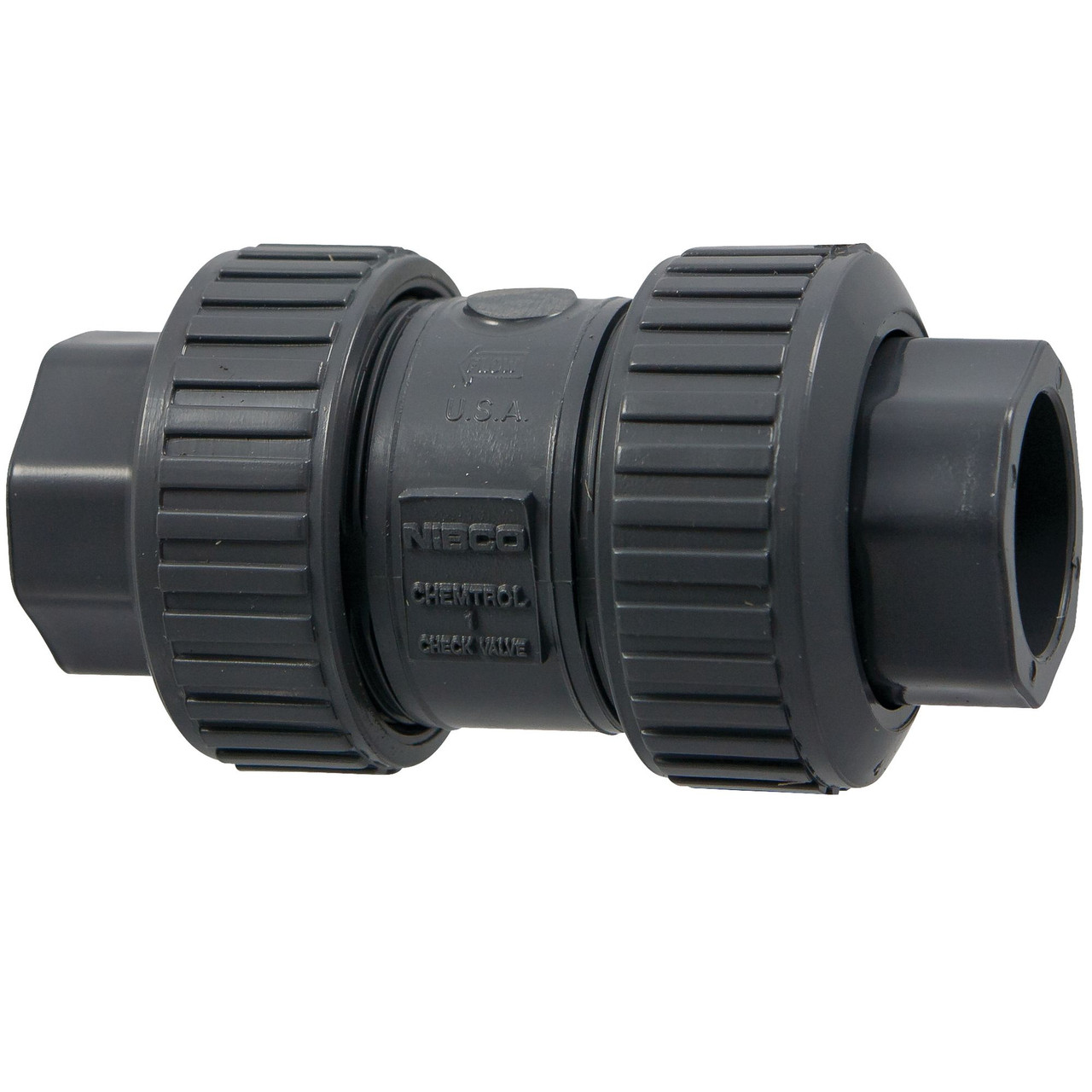 U45BC V 1 1/4 TU BALL CK FKM PVC, Ball Check Valve - Universal Ends, True Union, PVC Schedule 80, FKM, U45BC-V