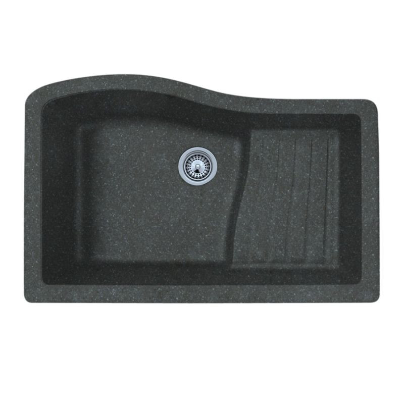 32-in D x 21-in W x 10.625-in H Granite Undermount Single Bowl Kitchen Sink with 1-Hole in Nero