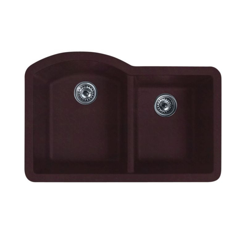 32-in D x 21-in W x 9.5-in H Granite Undermount Double Bowl Kitchen Sink with 1-Hole in Espresso