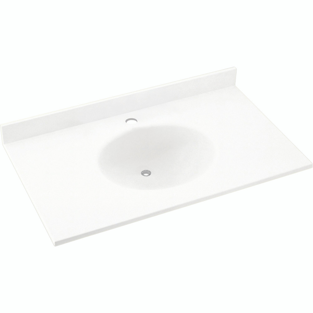 Solid Surface 37-in x 19-in Integral Single Sink Bathroom Vanity Top in Tahiti White