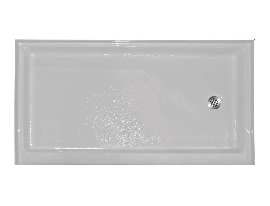 60-in x 32-in Rectangular Alcove Acrylic Shower Base with Right Hand Drain and Low EasyStep Threshold, in White