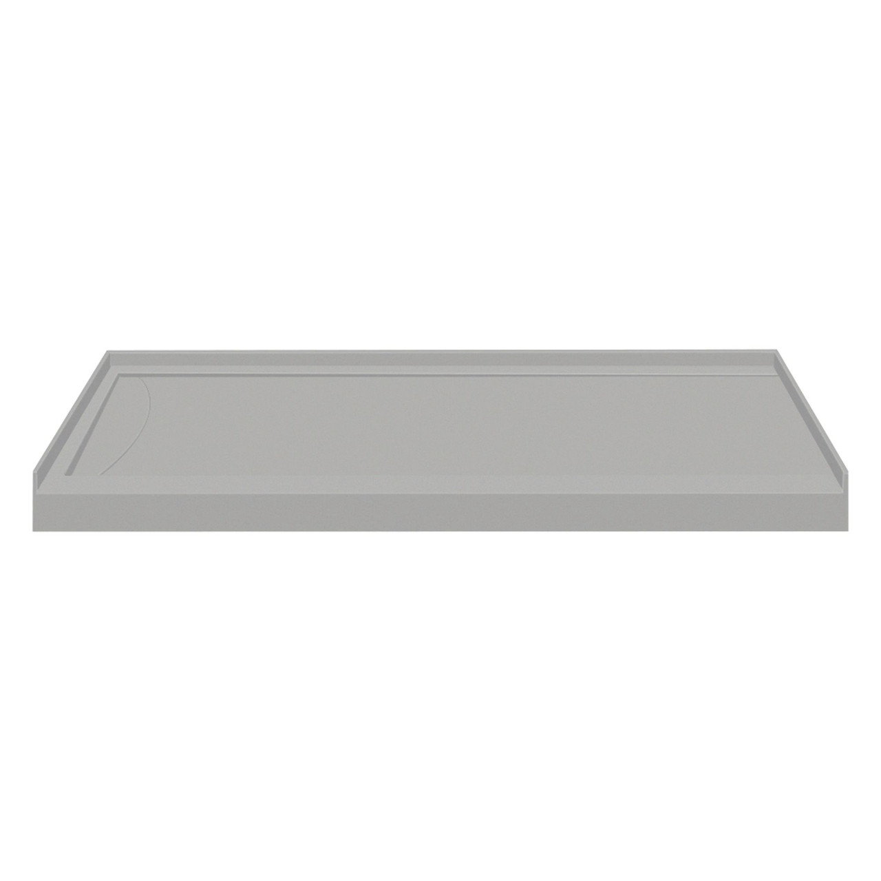 Transolid FSL6036L-87 60-in x 36-in Cast Solid Surface Low Profile Shower Base with Linear Concealed Left Hand Drain, Concrete 