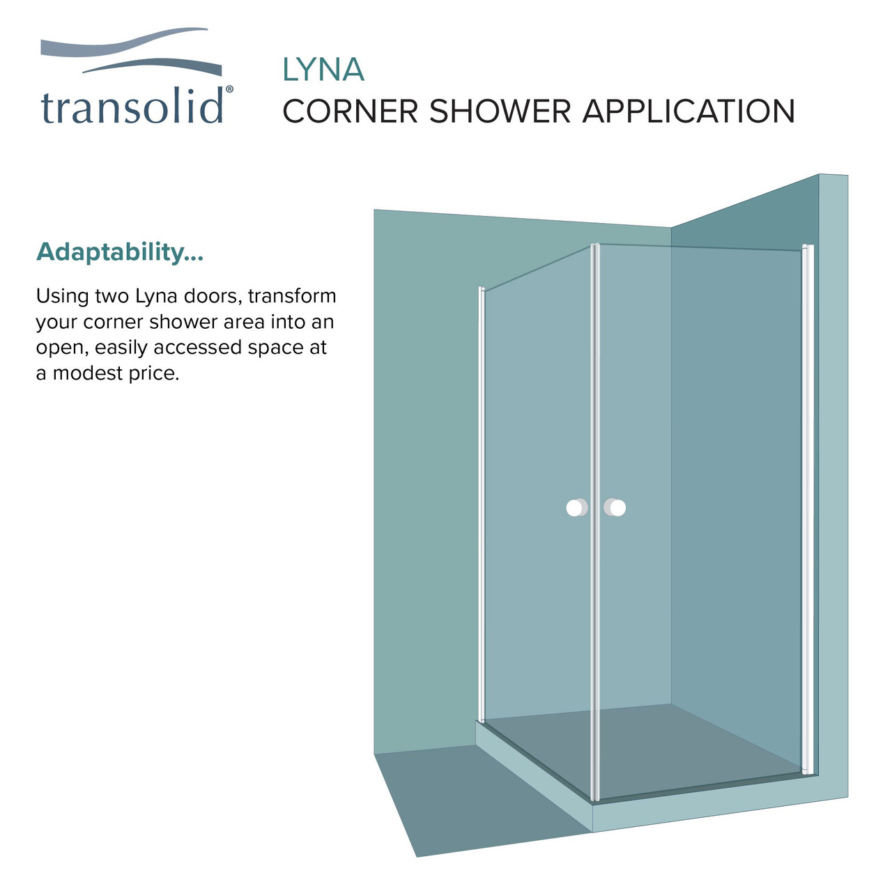 Transolid LSD297006C-PC Lyna 29-in x 70-in Pivot Shower Door, Polished Chrome 