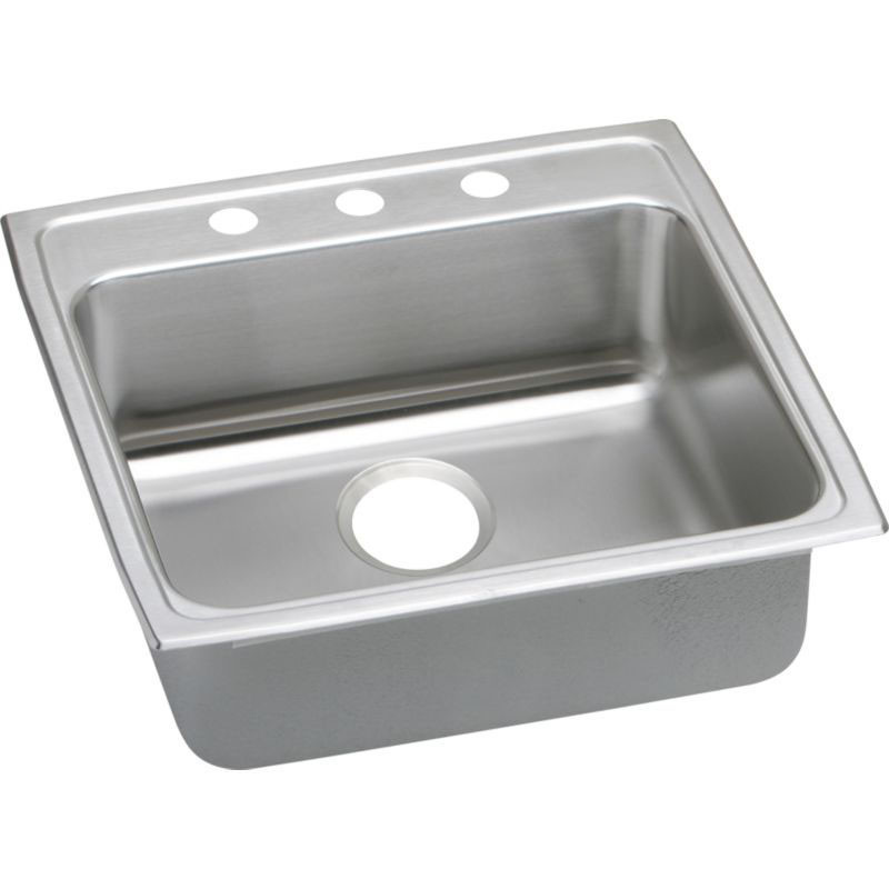 22" x 22" x 6" 18 Gauge Stainless Steel Single Bowl Quick-Clip Drop-in ADA Kitchen Sink with 3 Faucet Holes in Lustrous Satin