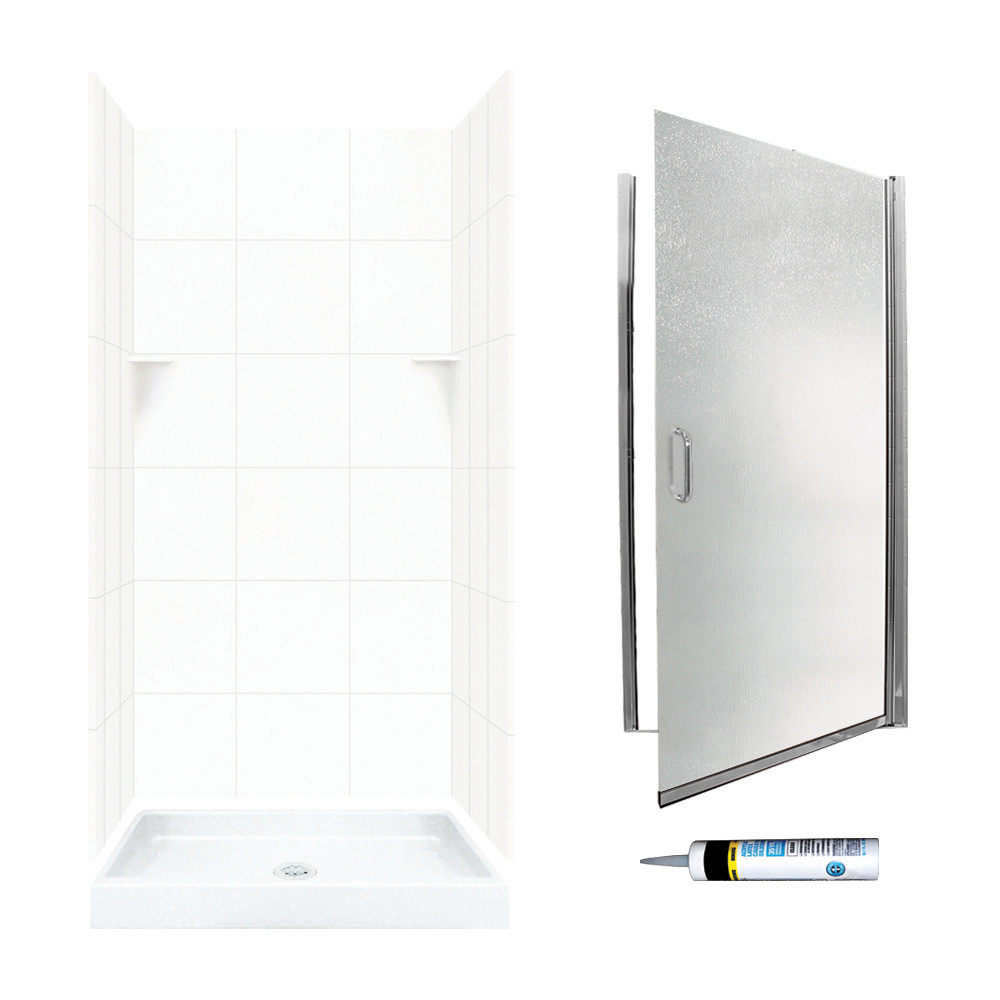 SQP3636010-M34570CR 72.5-in x 36-in x 36-in 5-Piece Alcove Shower Kit in White