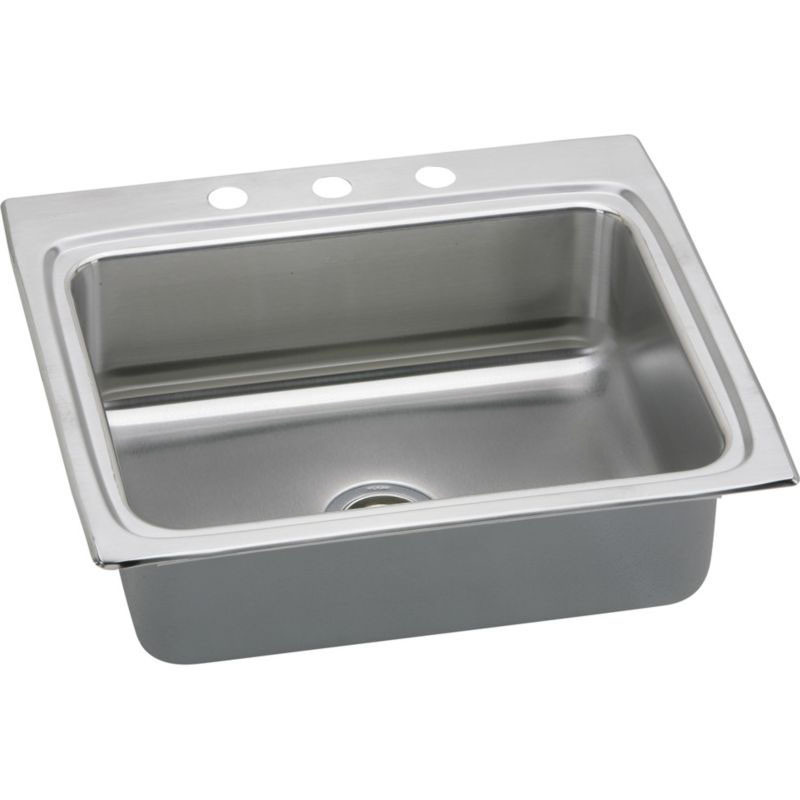 25" x 22" x 6-1/2" 18 Gauge Stainless Steel Single Bowl Quick-Clip Drop-in ADA Kitchen Sink with 3 Faucet Holes in Lustrous Satin