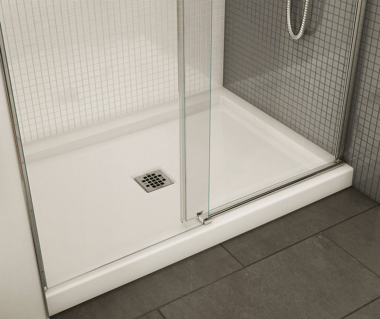48in x 36in Rectangular Alcove Acrylic Shower Base with Center Drain, in White 48in x 36in Rectangular Alcove Acrylic Shower Base with Center Drain, in White