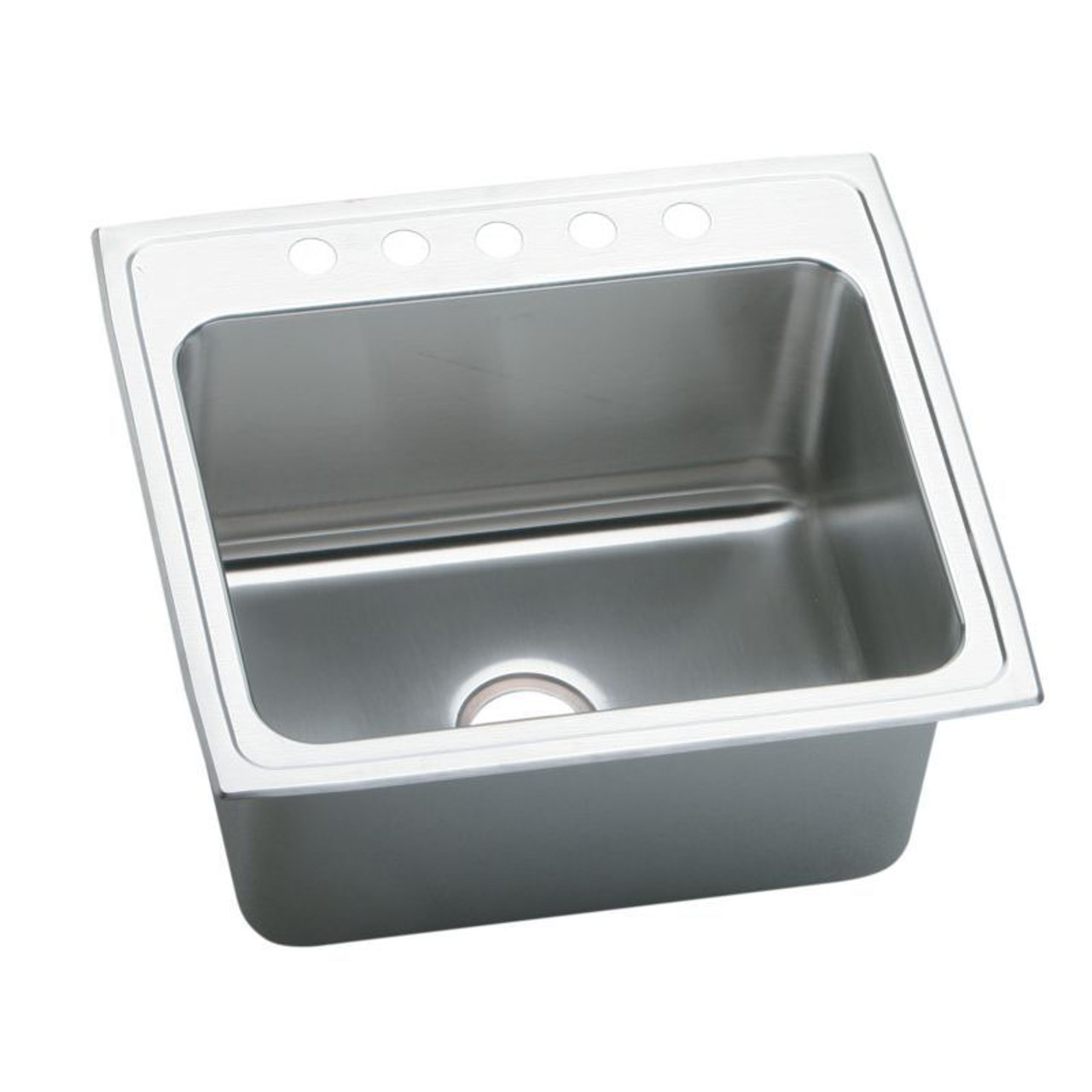 25" x 22" x 12-1/8" 18 Gauge Stainless Steel Single Bowl Drop-in Laundry Sink with 5 Faucet Holes in Lustrous Satin