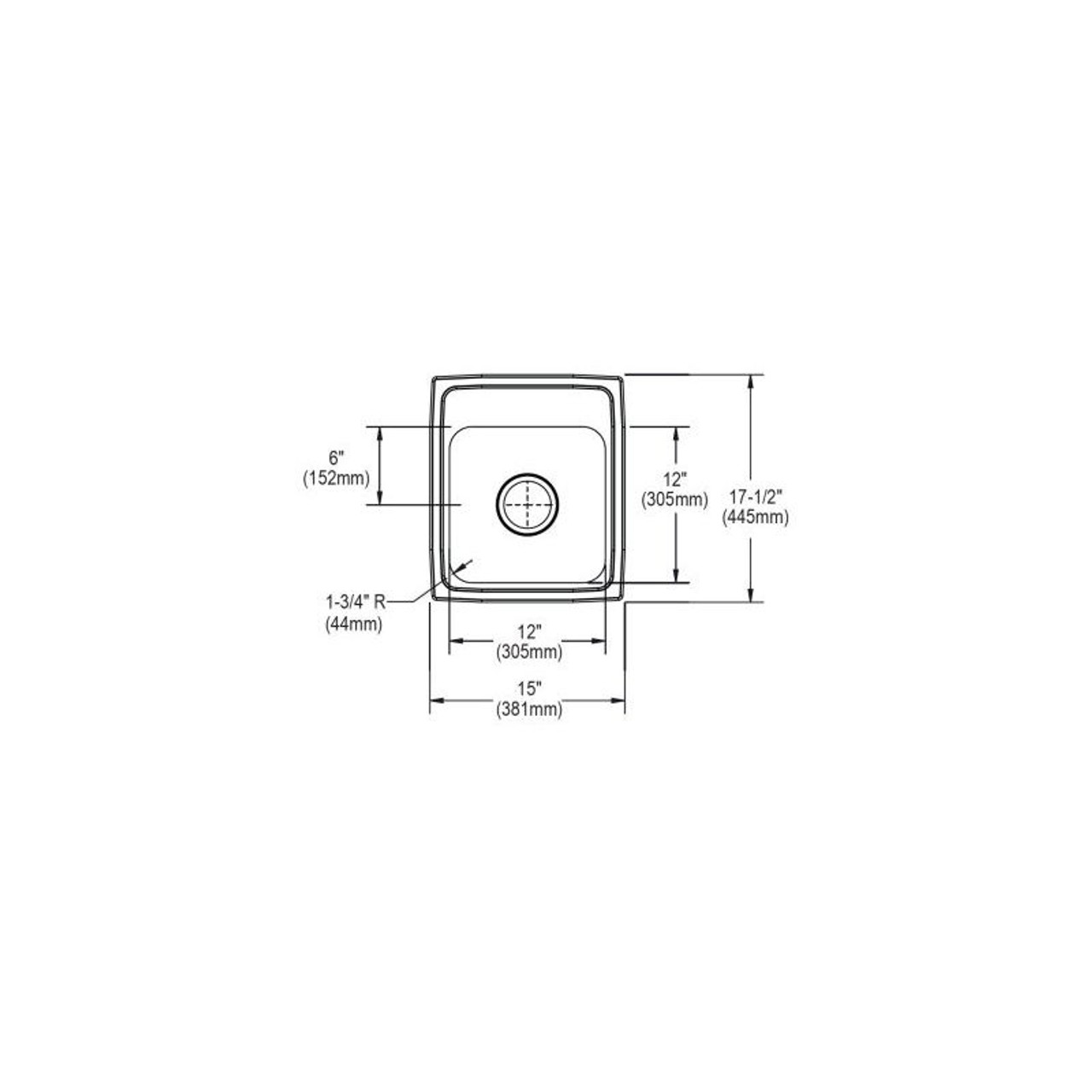 15" x 17-1/2" x 7-1/8" 20 Gauge Stainless Steel Single Bowl Drop-in Bar Sink with 1 Faucet Hole in Brushed Satin 15" x 17-1/2" x 7-1/8" 20 Gauge Stainless Steel Single Bowl Drop-in Bar Sink with 1 Faucet Hole in Brushed Satin