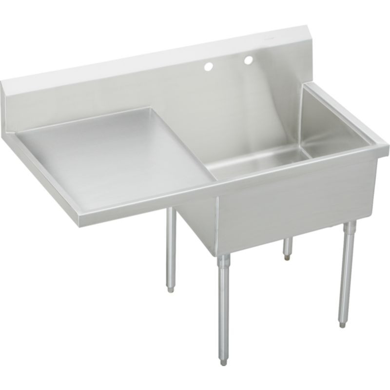 Elkay SS8136LOF2 Commercial Scullery Sink with 2 Faucet Holes in Buffed Satin