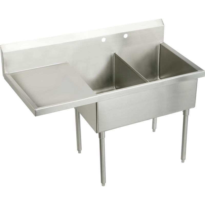 Elkay SS8248L4 Commercial Scullery Sink with 4 Faucet Holes in Buffed Satin