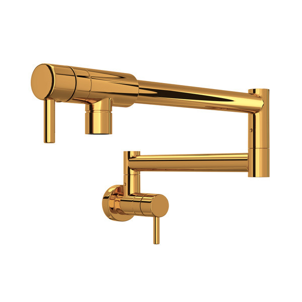 QL66L-IB-2 Modern Pot Filler with Metal Lever Handle, Italian Brass