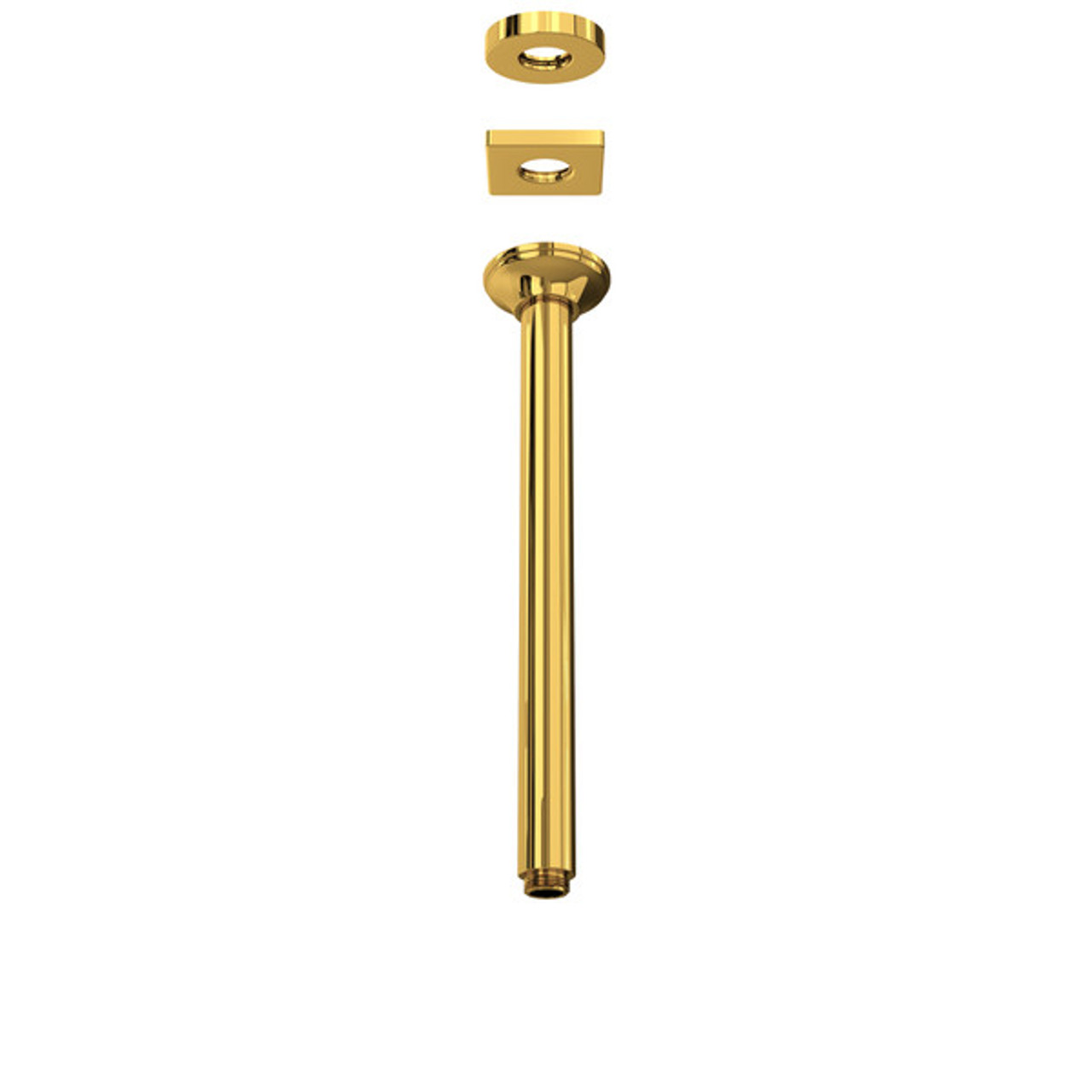 Rohl 1505/12ULB 13-in Ceiling Mount Shower Arm, Unlacquered Brass