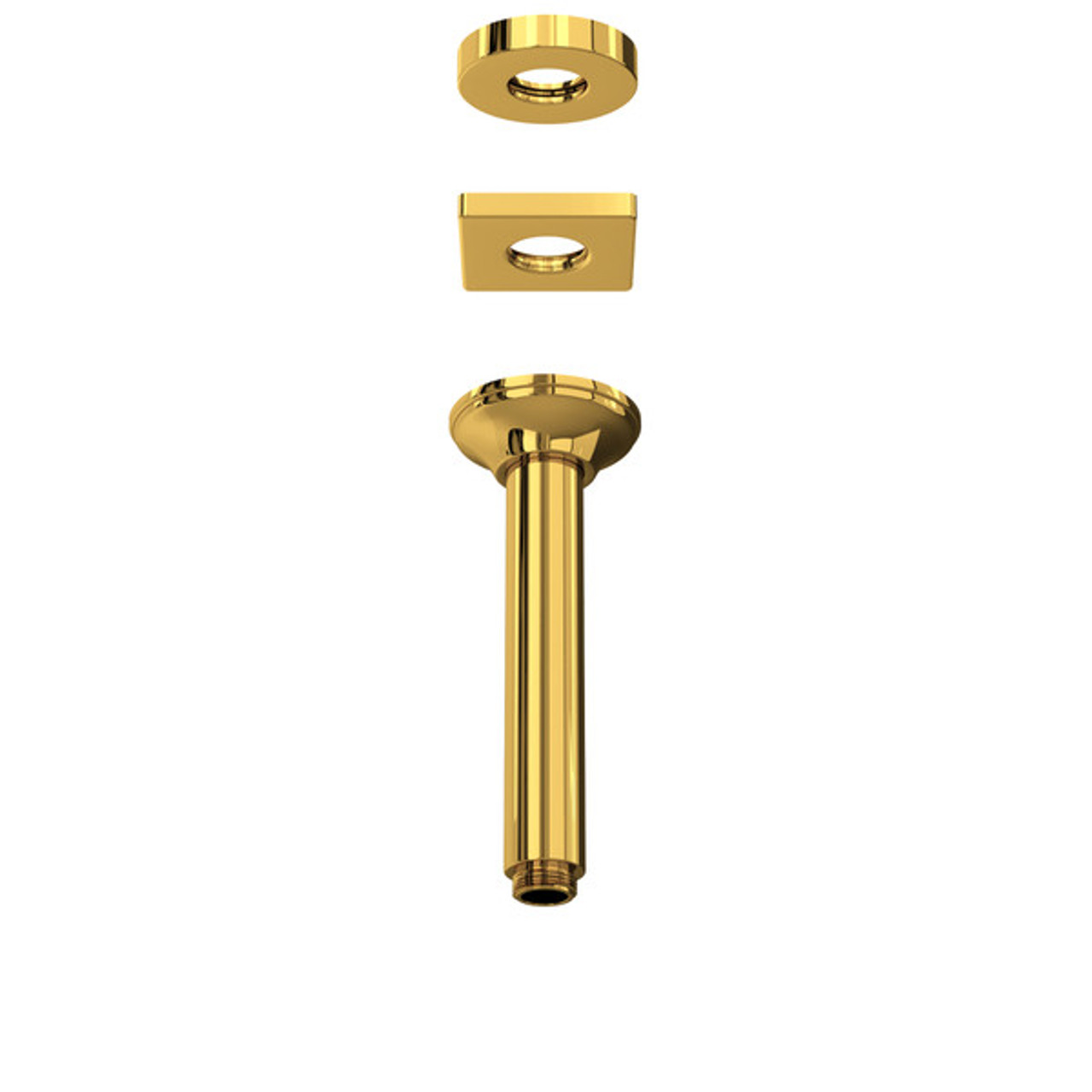 Rohl 1505/6ULB 7-in Ceiling Mount Shower Arm, Unlacquered Brass