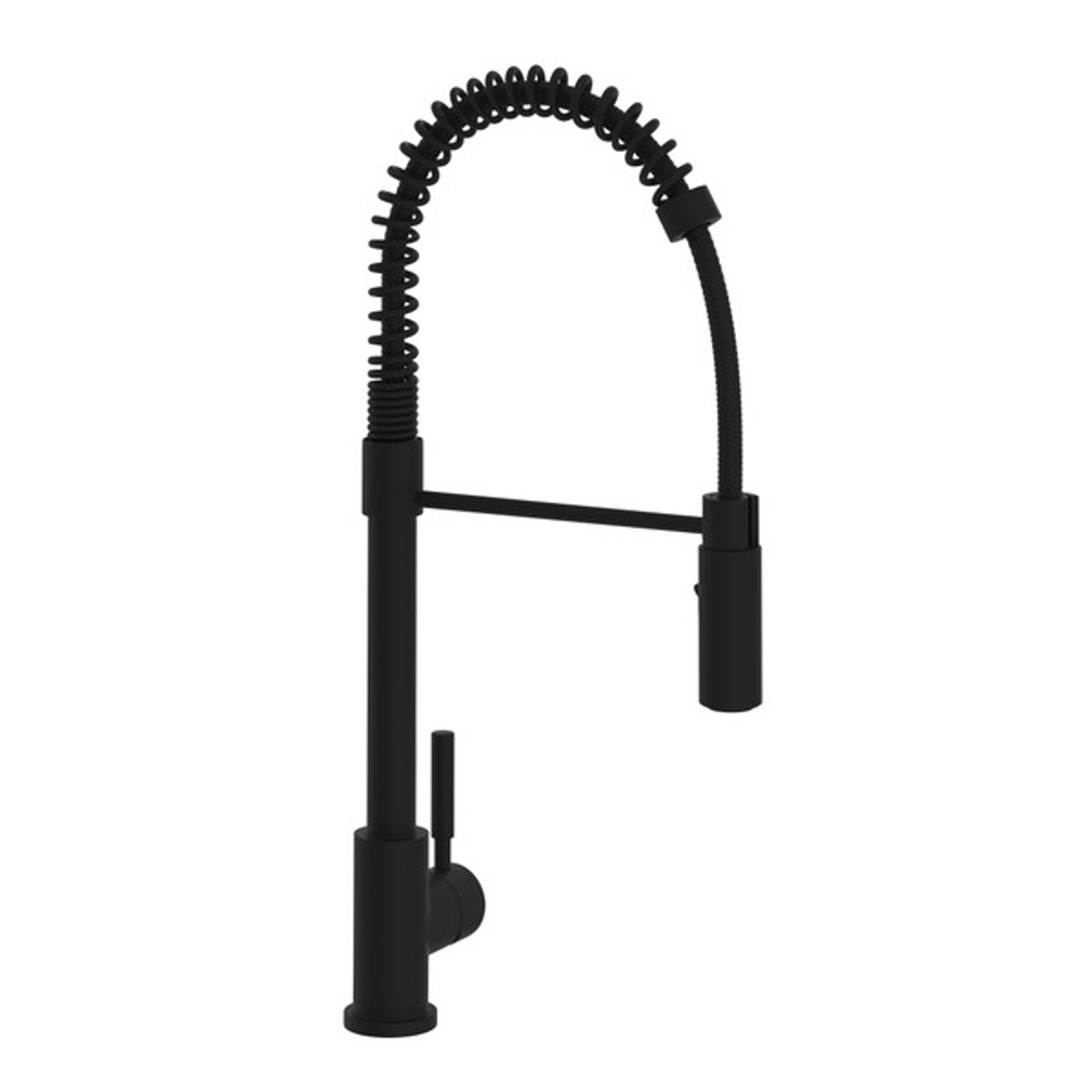 Rohl R7521MB Lux Side Handle Stainless Steel Pro Pulldown Kitchen Faucet with Lever Handle, Matte Black
