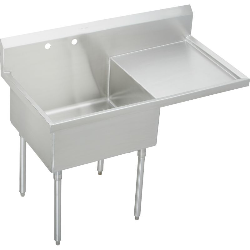Commercial Scullery Sink with Single Faucet Hole in Buffed Satin