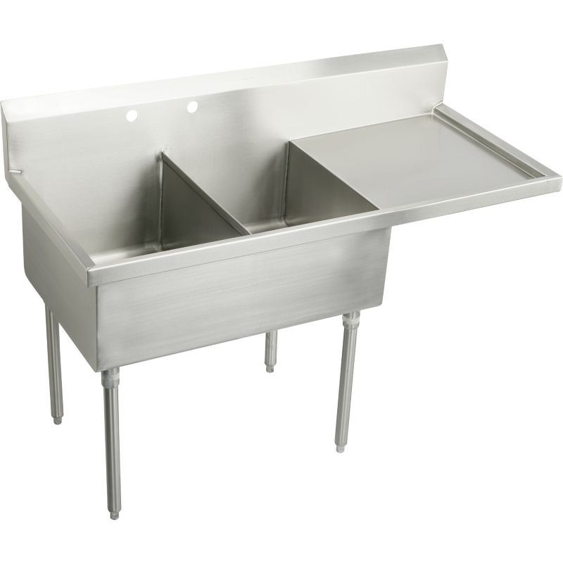 Elkay WNSF8236R2 Commercial Scullery Sink with 2 Faucet Holes in Buffed Satin