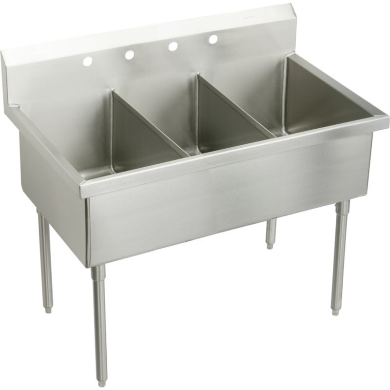 Elkay WNSF8345OF6 Commercial Scullery Sink with 6 Faucet Holes in Buffed Satin