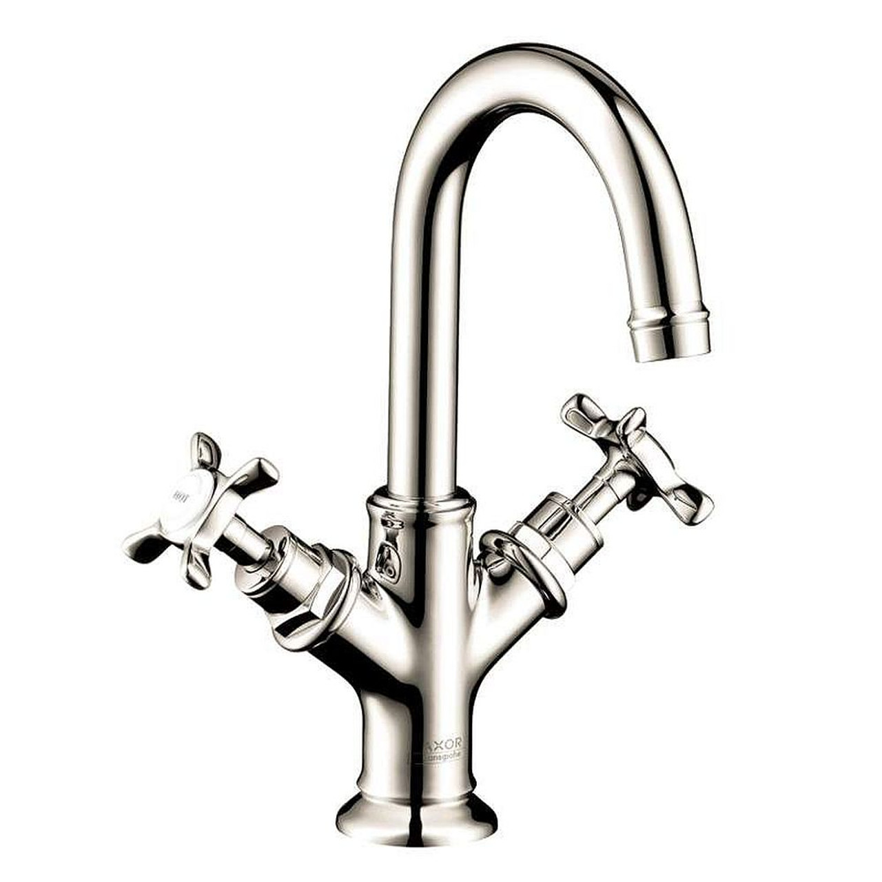 Bathroom Faucet Single Hole Faucet with Cross Handles in Polished Nickel Bathroom Faucet Single Hole Faucet with Cross Handles in Polished Nickel
