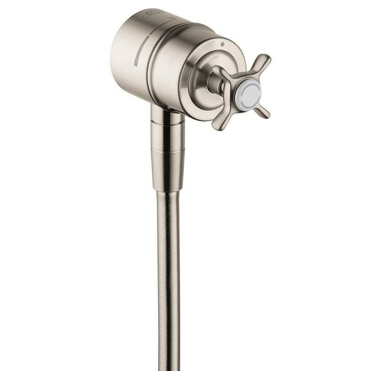 Wall Supply Elbow Integrated Shut Off and Volume Control with Cross Handle in Brushed Nickel