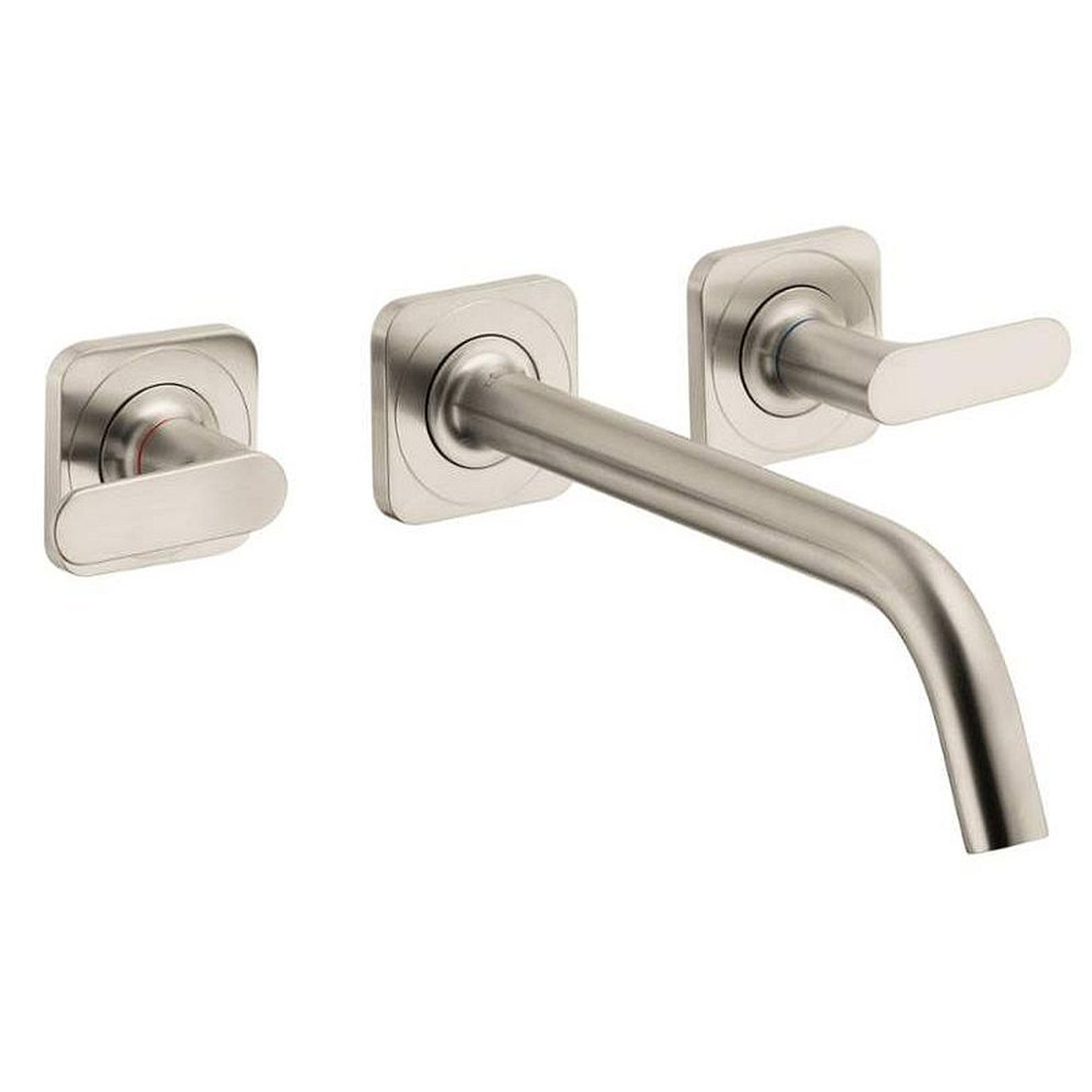Bathroom Faucet Wall Mount Faucet with Lever Handles in Brushed Nickel