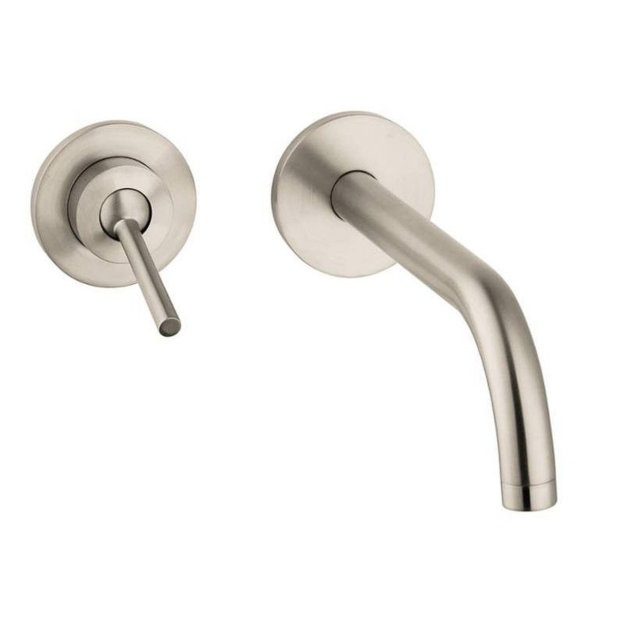 Wall Mounted Bathroom Faucet with Metal Lever Handle - Less Valve in Brushed Nickel