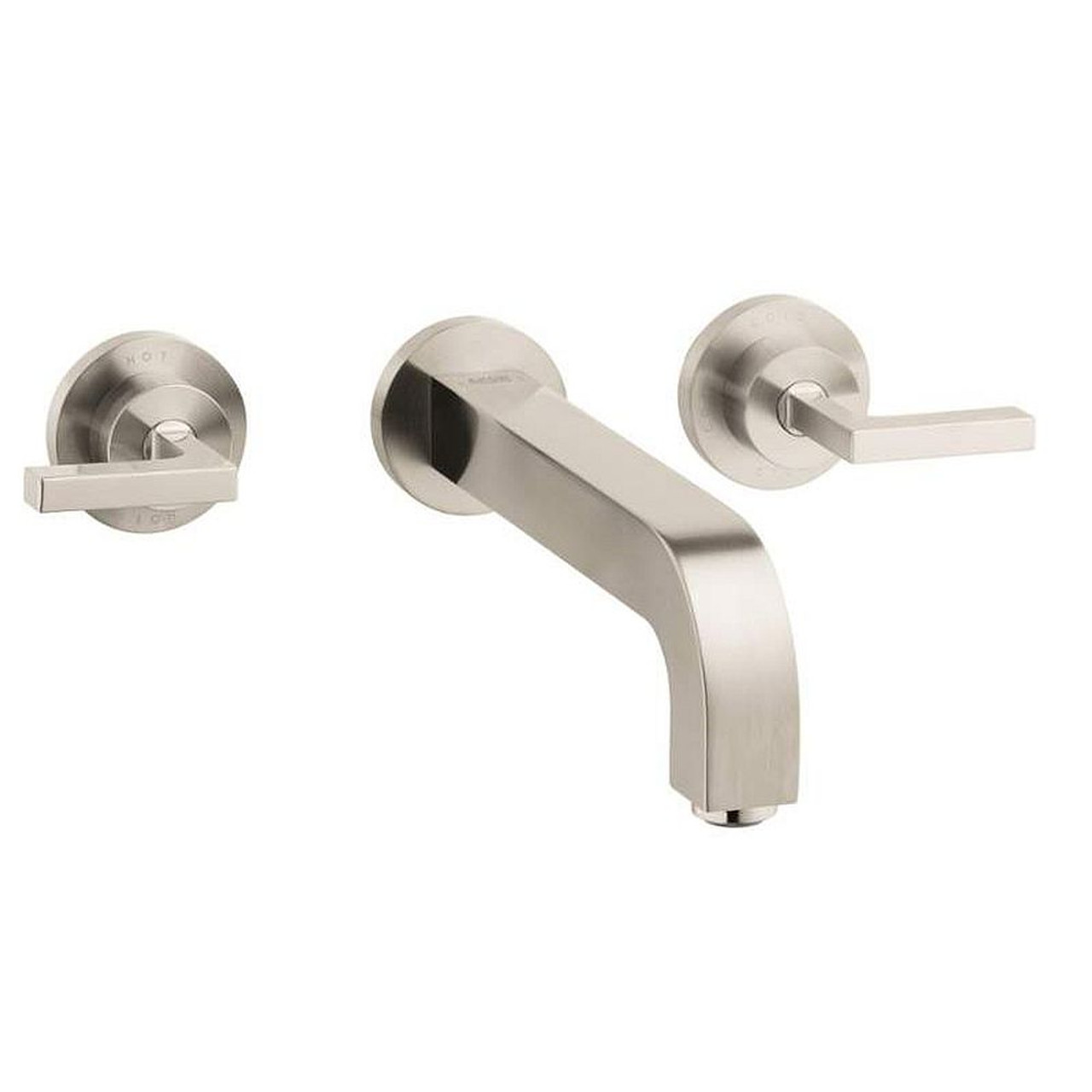 Bathroom Faucet Wall Mount Faucet with Lever Handles - Less Valve in Brushed Nickel