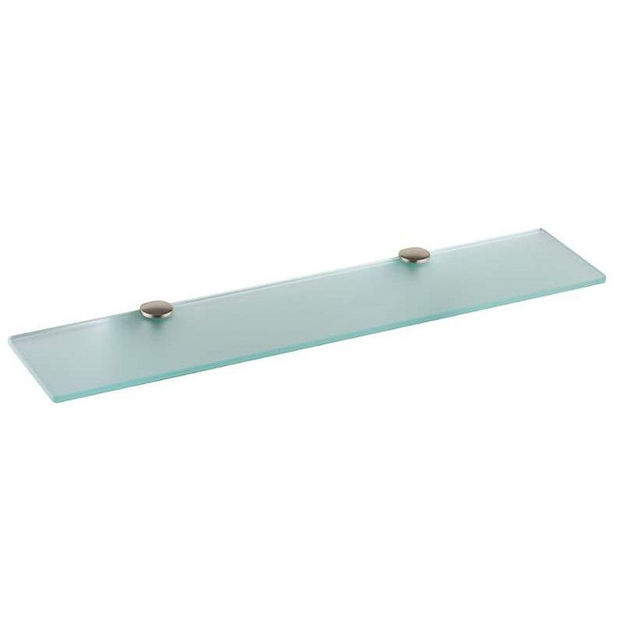 24 3/4in Glass Shelf with Frosted Glass and Brass Mounting Hardware in Brushed Nickel 24 3/4in Glass Shelf with Frosted Glass and Brass Mounting Hardware in Brushed Nickel
