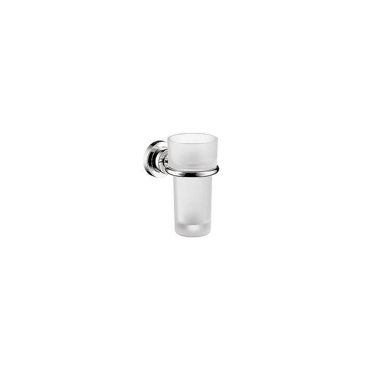 Wall Mounted Frosted Glass Tumbler with Holder in Chrome