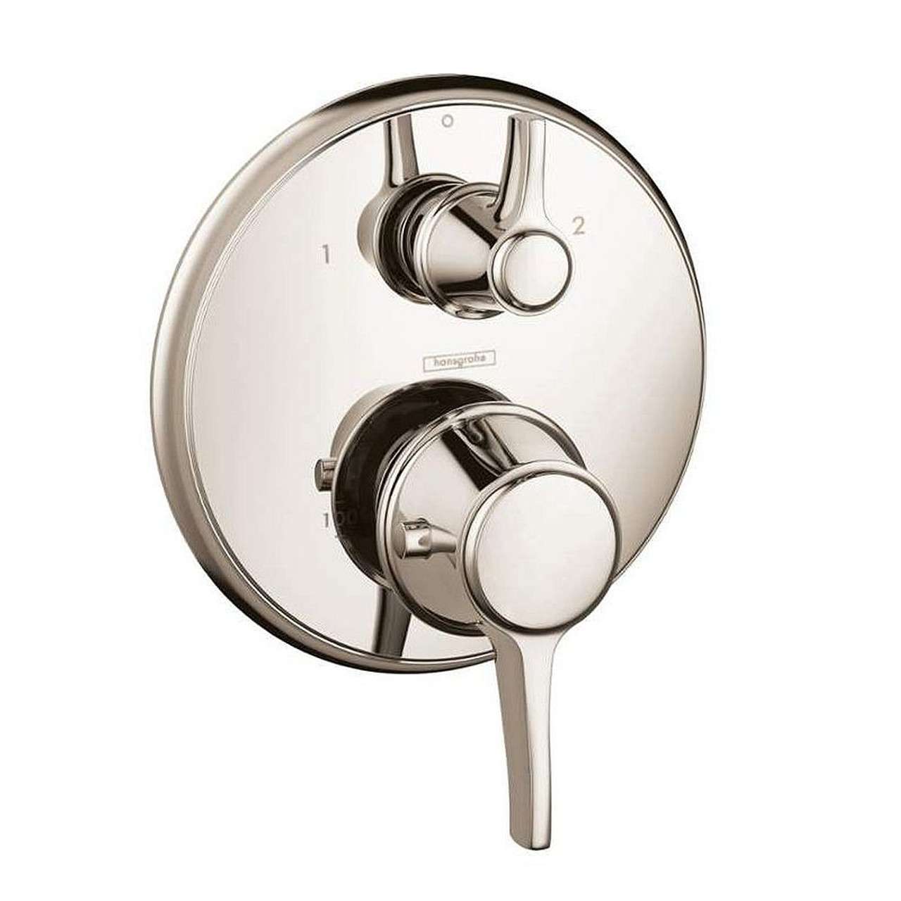 Hansgrohe 15753831 C Thermostatic Valve Trim with Integrated Diverter and Volume Controls - Less Valve in Polished Nickel