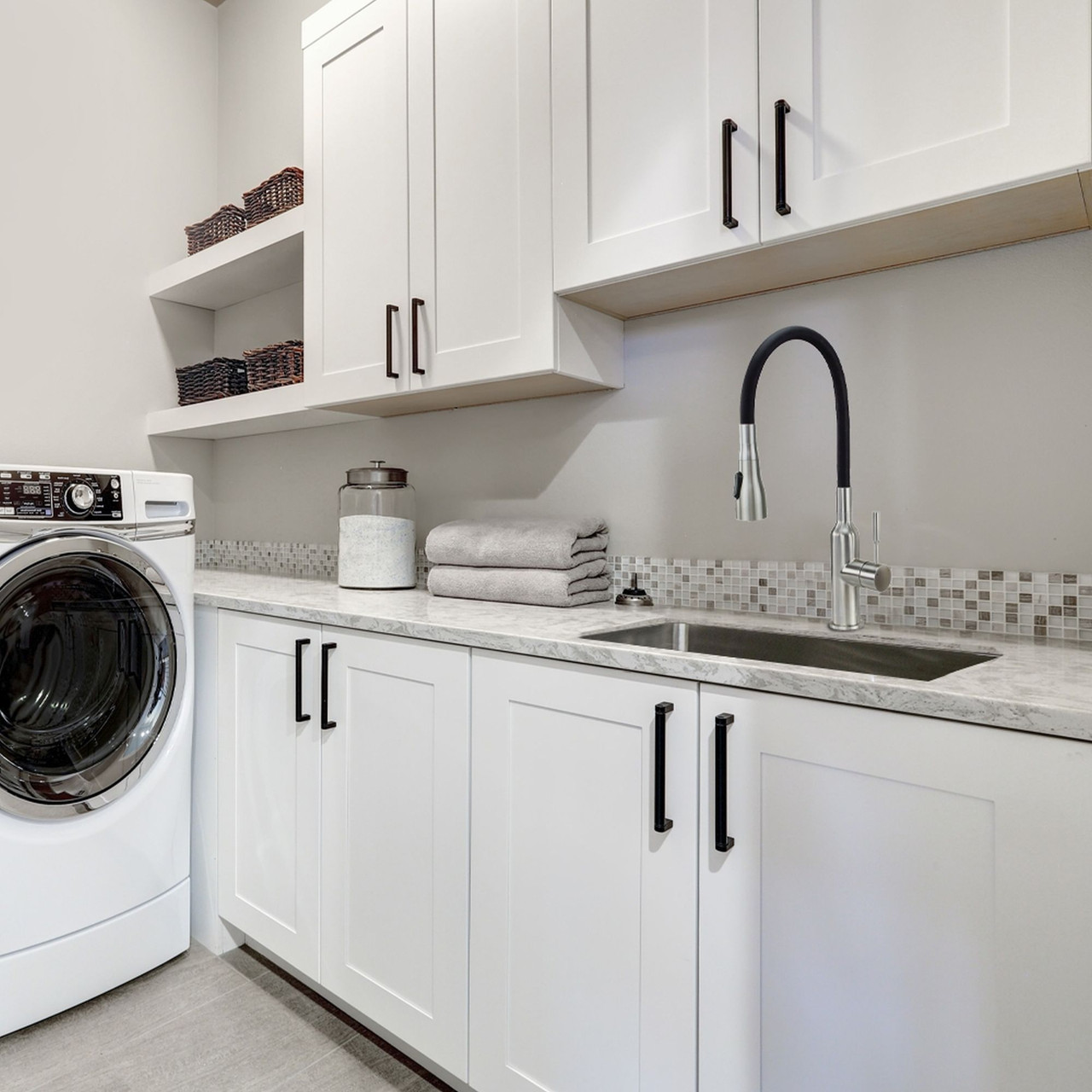 Transolid LSA1-252212-BS 25-in x 22-in x 12-in Stainless Steel Dual-Mount Laundry/Utility Sink Kit with Accessories