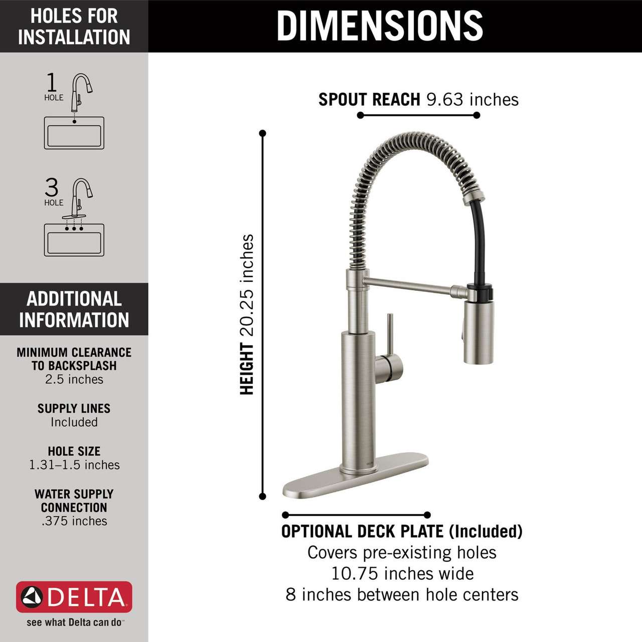 Delta 18803-SP-DST Antoni Single Handle Pull Down Spring Kitchen Faucet, Spotshield Stainless